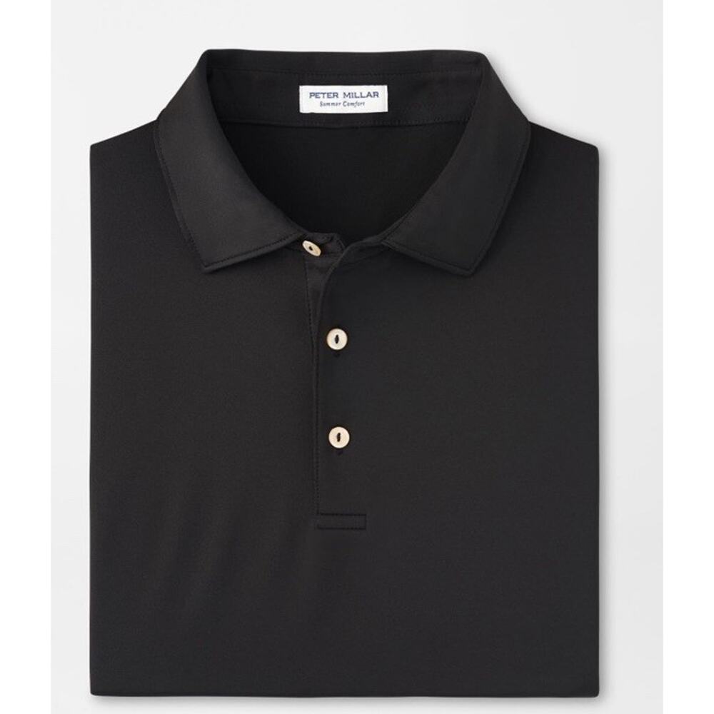 Peter Millar Shirt Mens 2XL Golf Polo Black Summer Comfort Performance Stretch